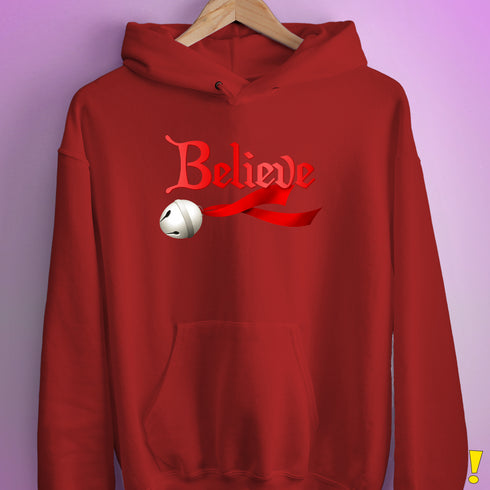 Believe Jingle Bell  Hoodie - Red